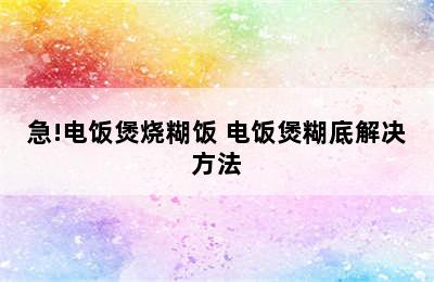 急!电饭煲烧糊饭 电饭煲糊底解决方法